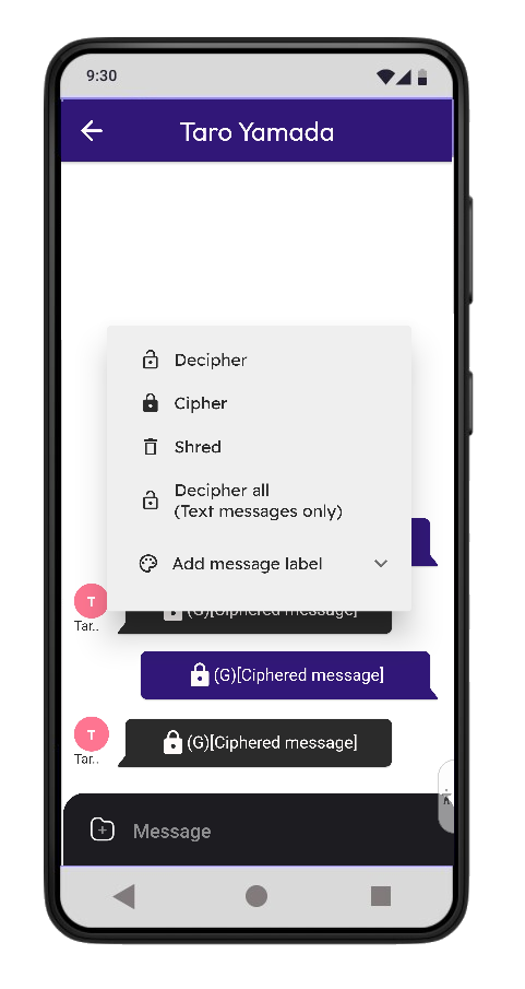 Cipher Warp Message Screen